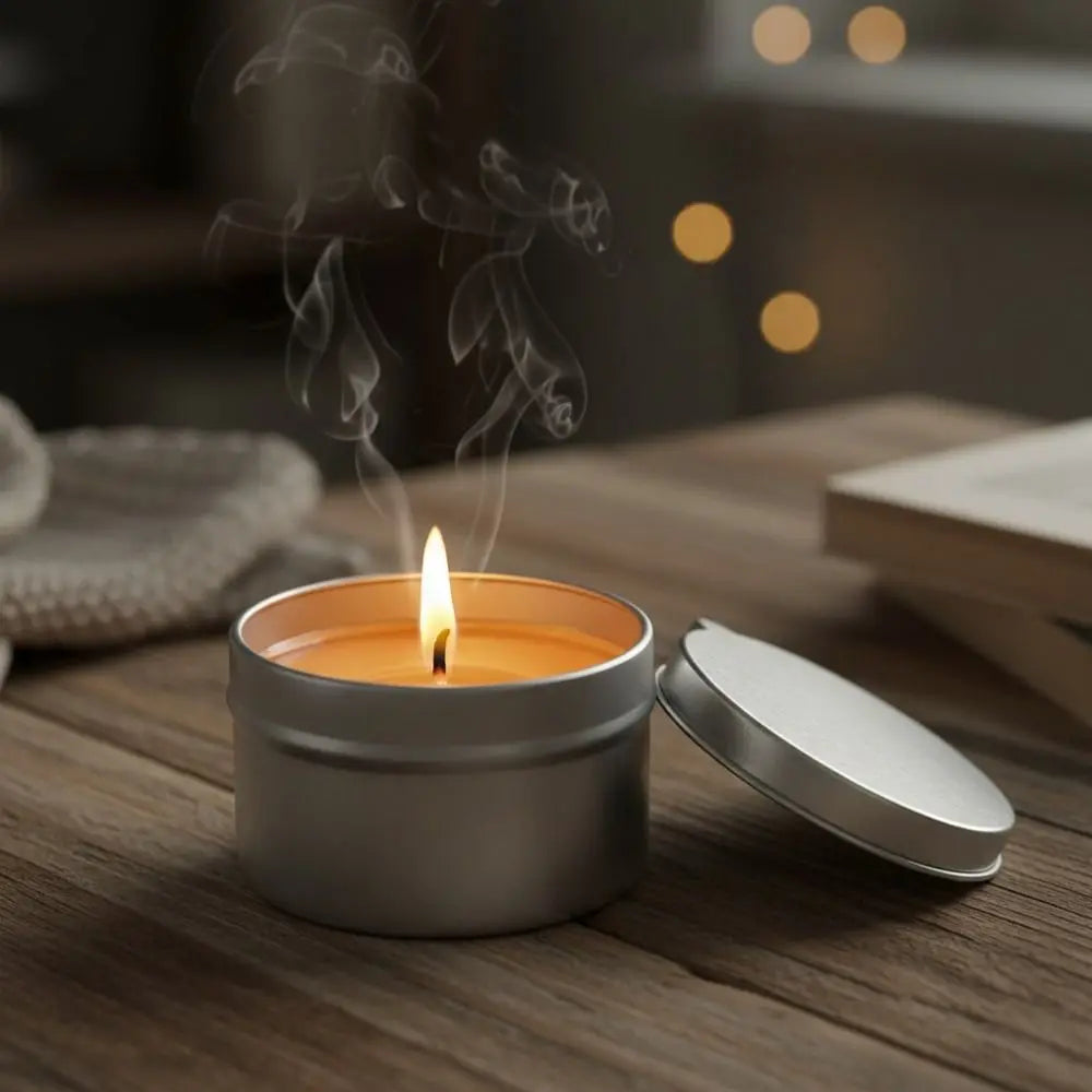 Round Tinplate Candle Tins with Spout & Lid – Black & Silver Candle Tin Container Richie's