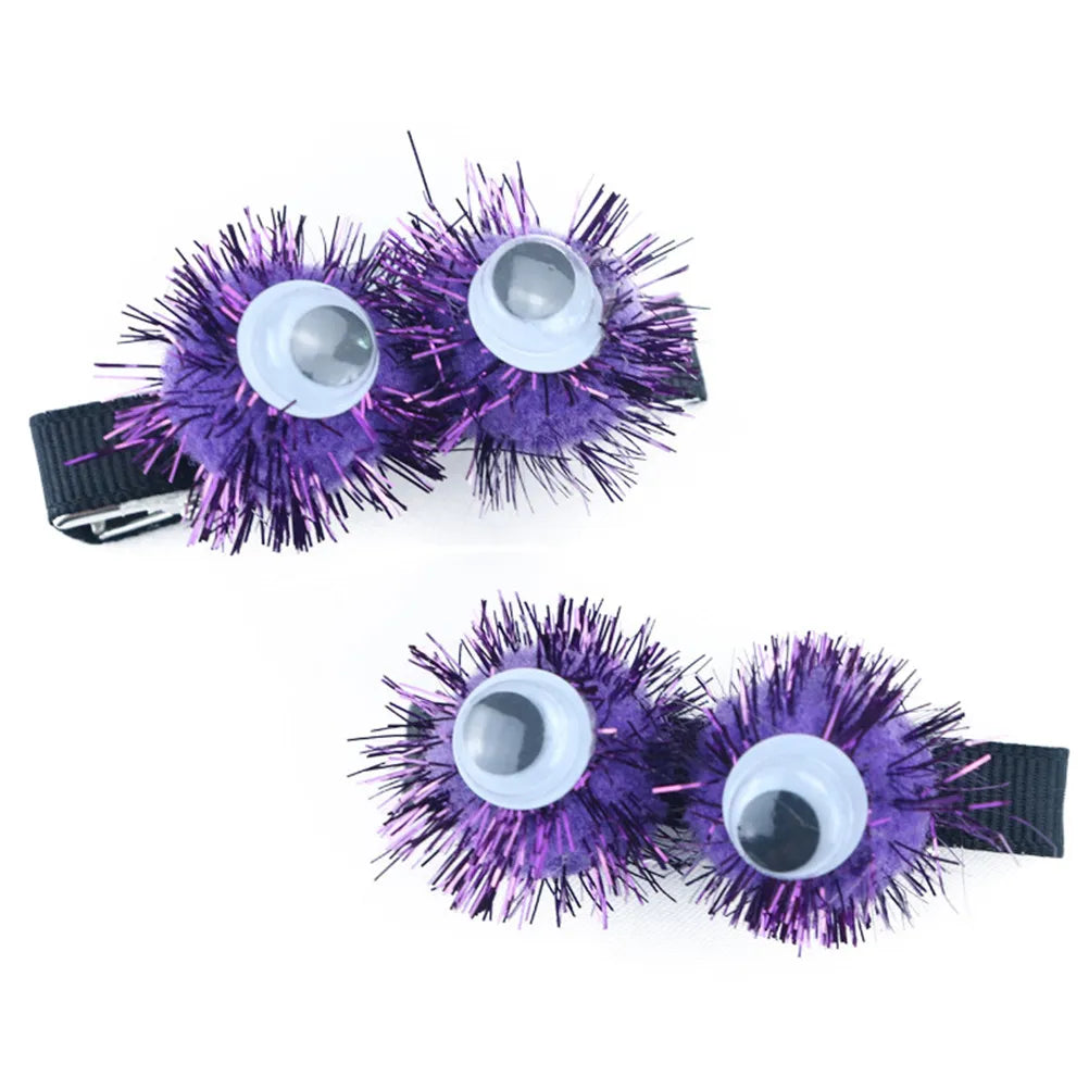 4 Pairs Halloween Eyeball Hair Clips Kids Party Hairpins Halloween Hair Clips Richie's Default Title