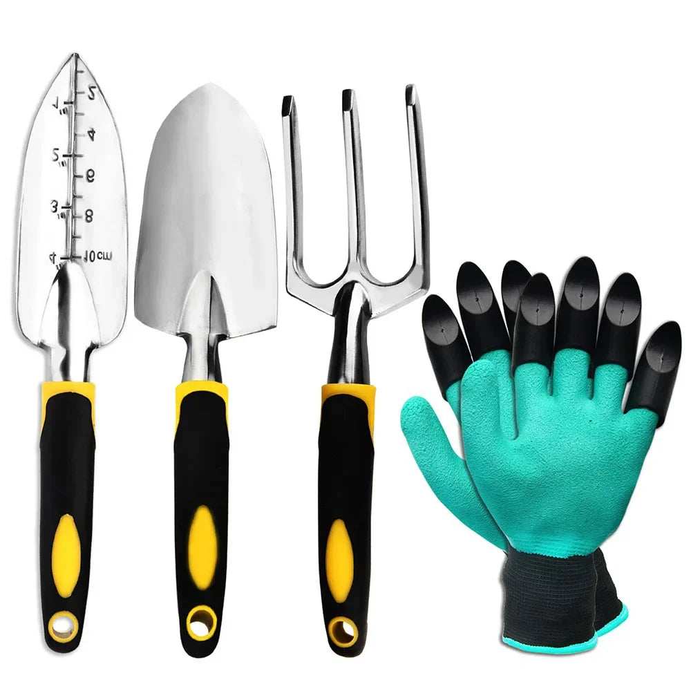TOTNEND 4-Piece Garden Tool Set – Trowel, Rake & Gloves Garden Tool Set Richie's Default Title