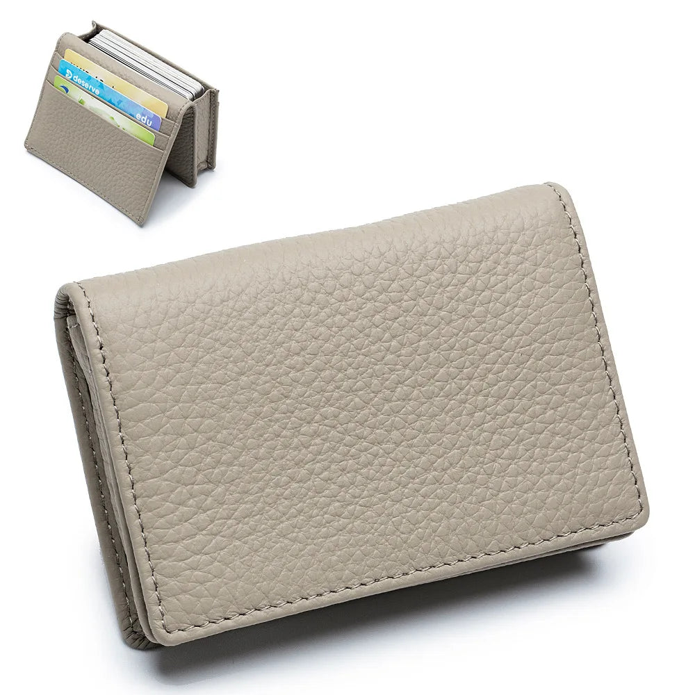 Genuine Leather Card Holder Wallet & Coin Purse – Unisex Leather Card Wallet Richie's gray