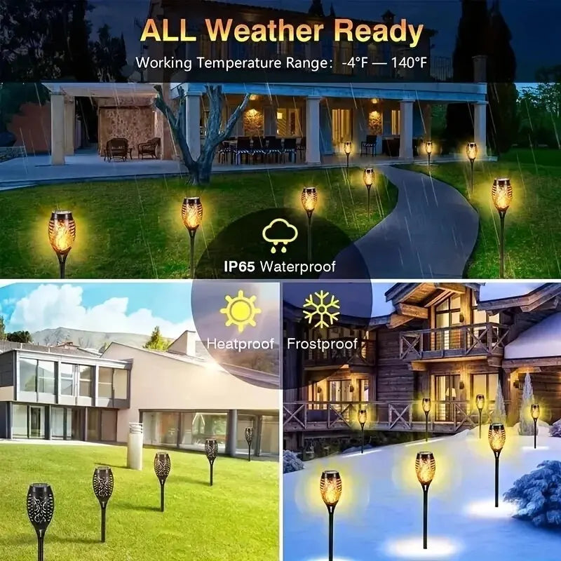 Solar Flame Torch Light 12/96 LED Flickering Outdoor Garden Lamp Solar Garden Light Richie's