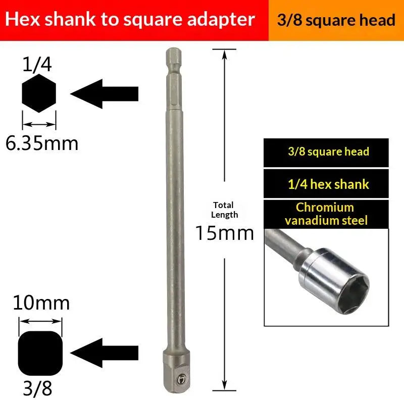 Chrome Vanadium Socket Adapter Set 1/4" 3/8" 1/2" Hex Shank Socket Adapter Set Richie's 150mm B