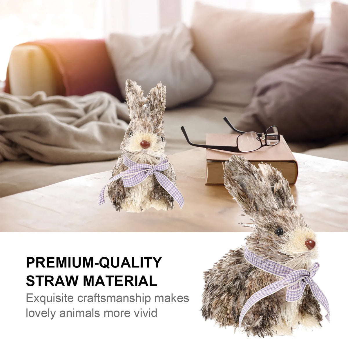 Handmade Straw Rabbit Ornament – Hand-Woven Easter Bunny Decor Easter Bunny Ornament Richie's