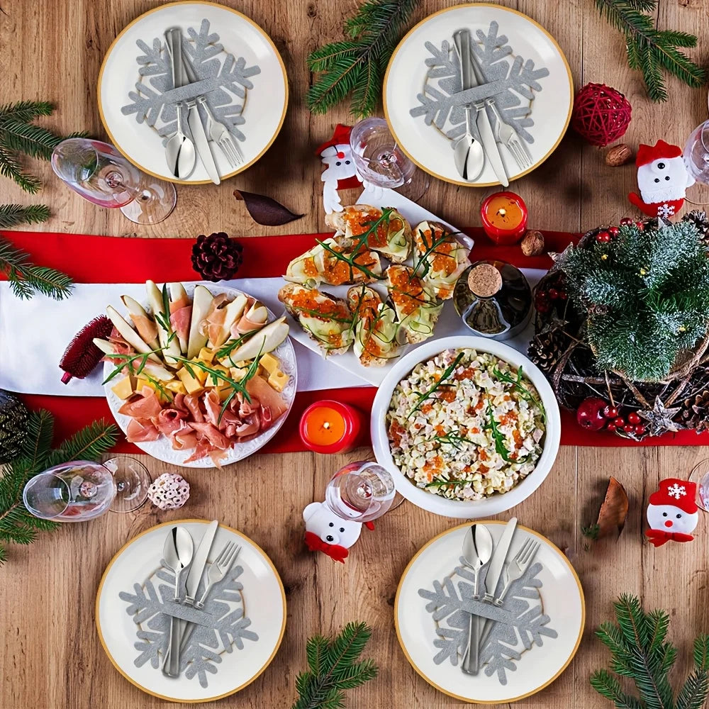 Felt Snowflake Christmas Utensil Holders | Holiday Table Decor Holiday Table Decor Richie's