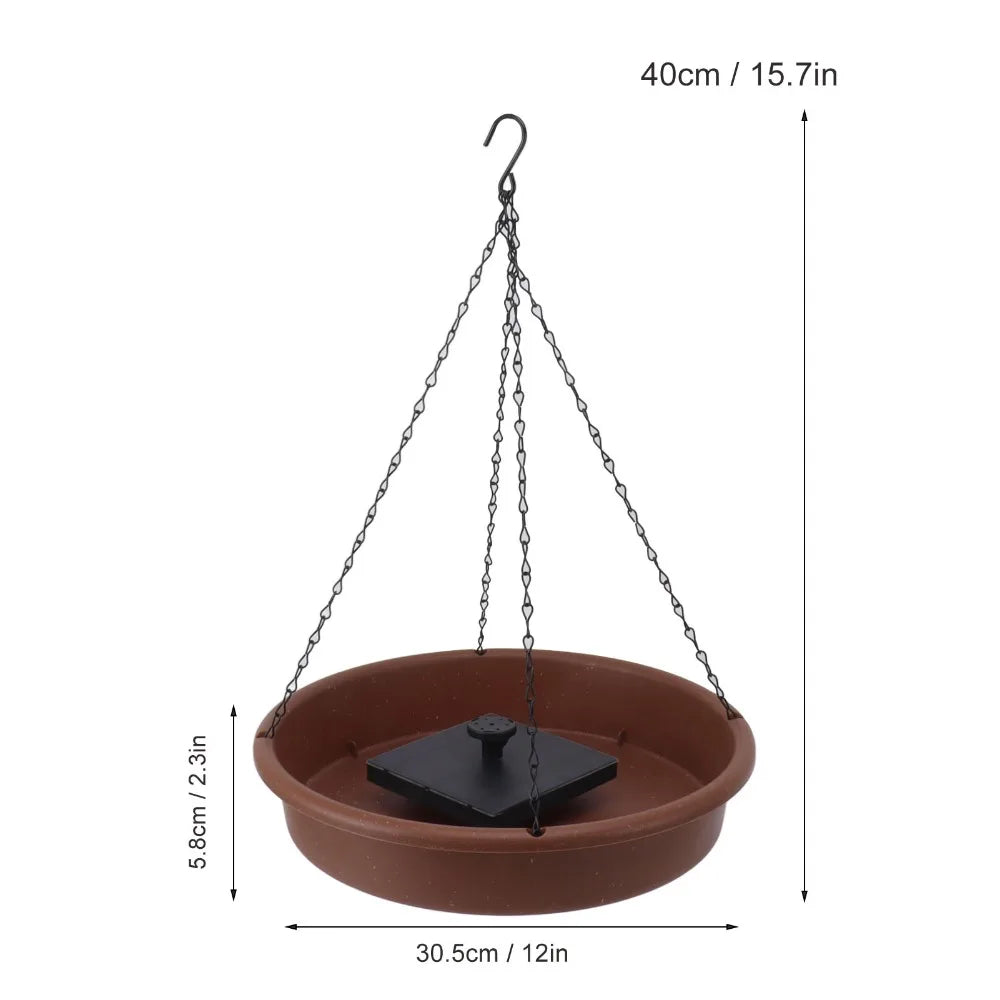Solar Bird Bath Fountain 6 Nozzles Large 3L Bowl – Brown Solar Bird Bath Richie's