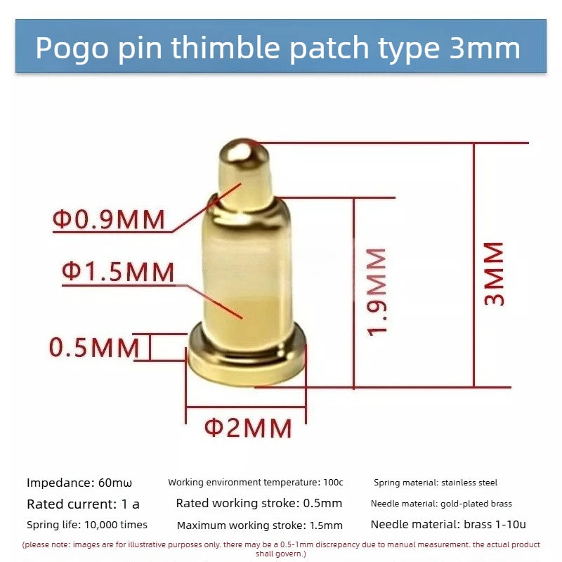 DIP SMD Double Spring PCB Pogo Pin Connectors 20/50/100 Pcs PCB Pogo Pin Connector Richie's