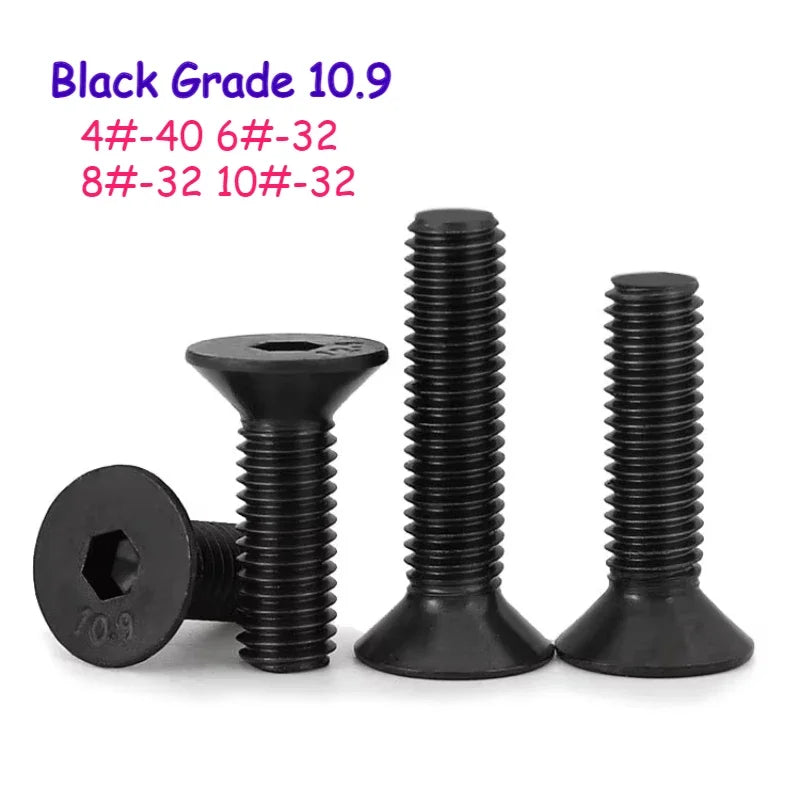 UNC 4-40 6-32 8-32 10-32 Grade 10.9 Flat Head Allen Bolts Machine Screws Richie's 4-40(5pcs) 1 2