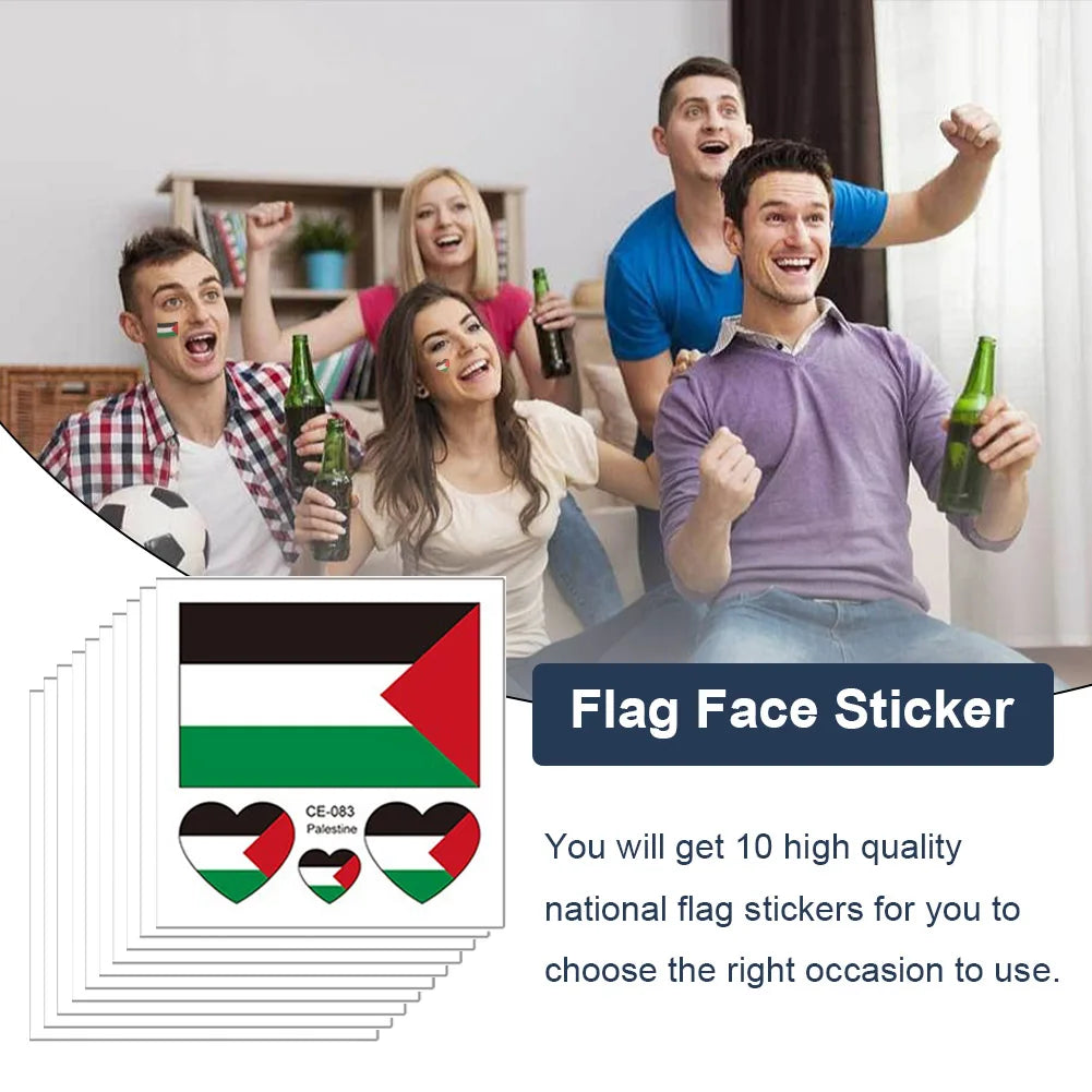 Palestine Flag Temporary Tattoo Stickers – 10 Pc Water Transfer Temporary Tattoo Stickers Richie's