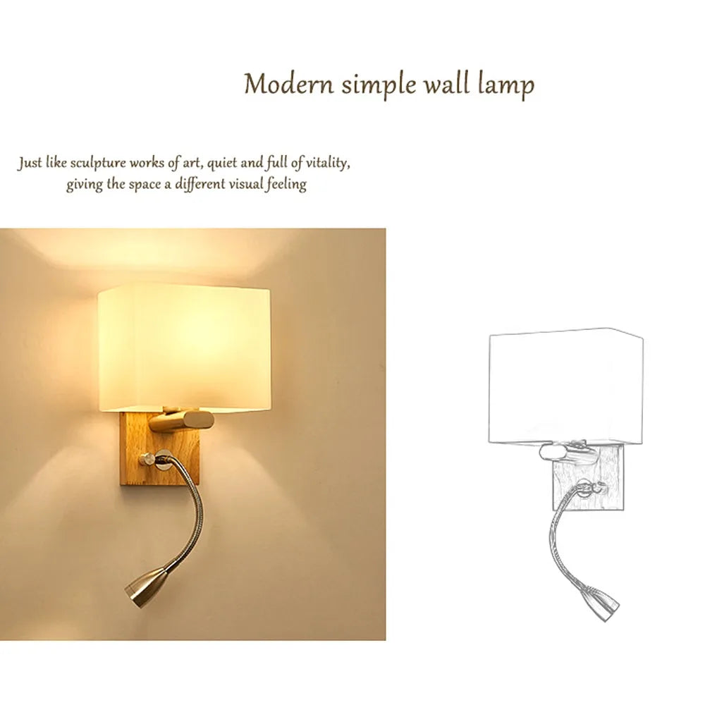 Swing Arm Wall Sconce E26/E27 Fabric Shade LED Lamp & Switch Wall Sconce Lamp Richie's