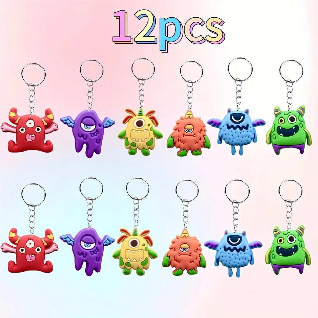 12 Pcs Cute Monster Keychains – Backpack & Party Gift Set Keychain Set Richie's