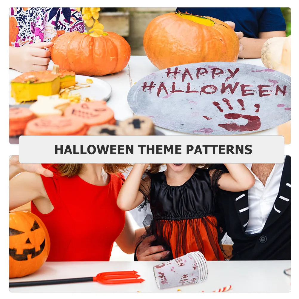 Halloween Disposable Dinnerware Set – Paper Plates, Cups & Napkins Disposable Party Tableware Richie's
