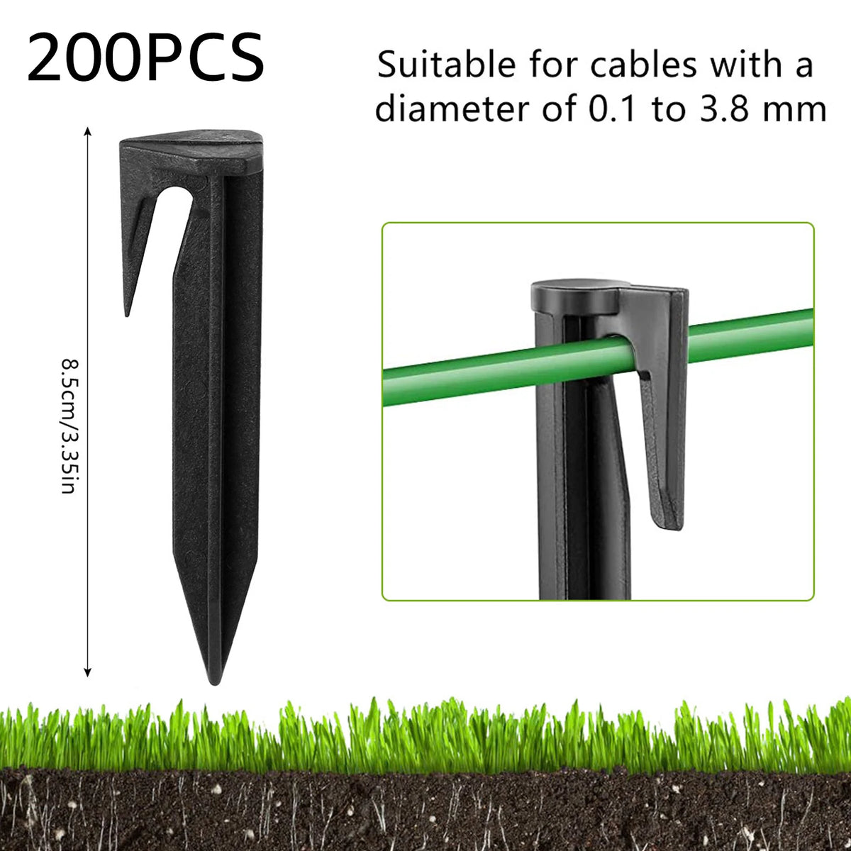 Robotic Lawn Mower Boundary Cable Pegs – 100 to 300 Pack Lawn Mower Accessories Richie's black 200PCS
