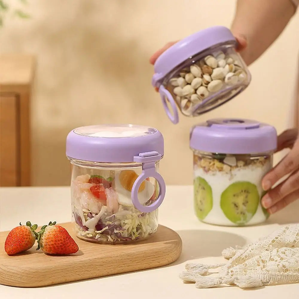Overnight Oats Jars with Lids & Spoons | Double Seal Cup Food Storage Jar Richie's