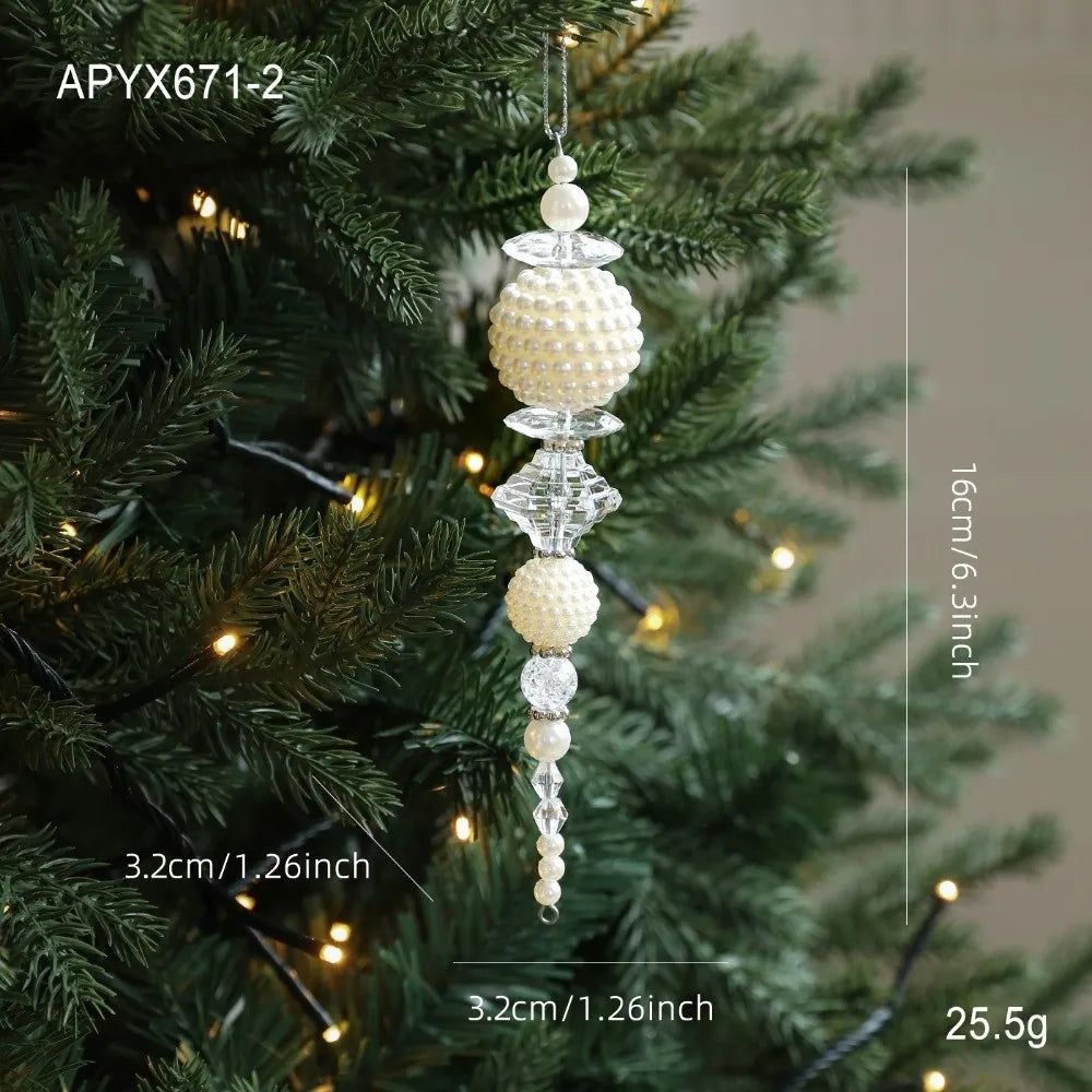 Acrylic Christmas Tree Pendant with Faux Pearl Drop Ornament Christmas Tree Ornament Richie's 1