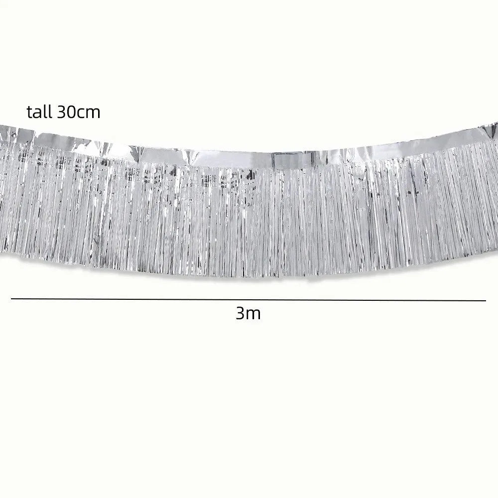 3M Metallic Foil Fringe Garland Streamer Party Backdrop Decor Party Fringe Garland Richie's Silver