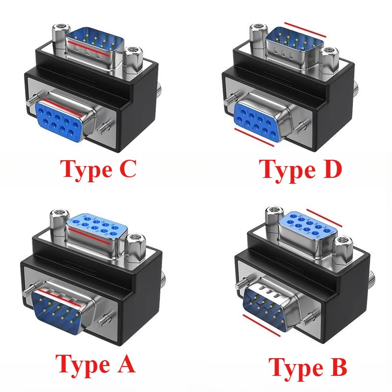 DB9 VGA 90° Right Angle Adapter – 9/15 Pin Male to Female VGA Adapter Connector Richie's