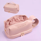 Elegant PU Leather Cosmetic Bag Travel Makeup Organizer Pouch Cosmetic Makeup Bag Richie's Pink