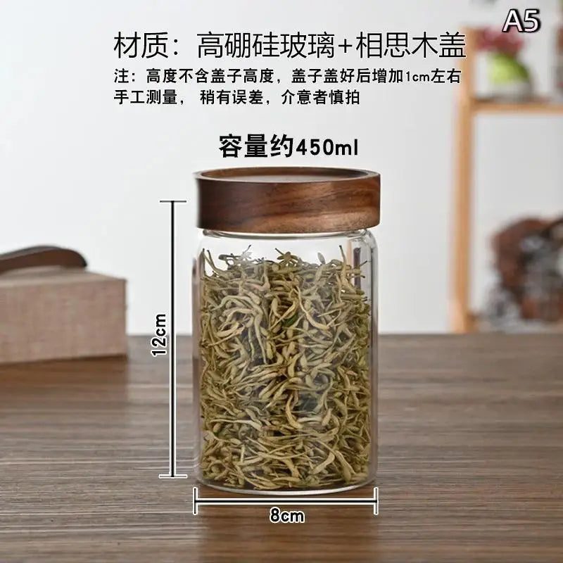 Airtight Glass Coffee Bean Storage Jar with Wood Lid Glass Storage Jar Richie's A5
