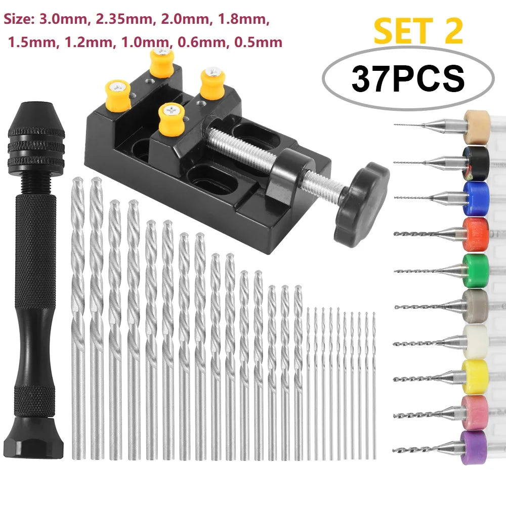 49PCS Precision Pin Vise Hand Drill Set 0.2–3.0mm HSS Twist Bits Pin Vise Drill Set Richie's SET2