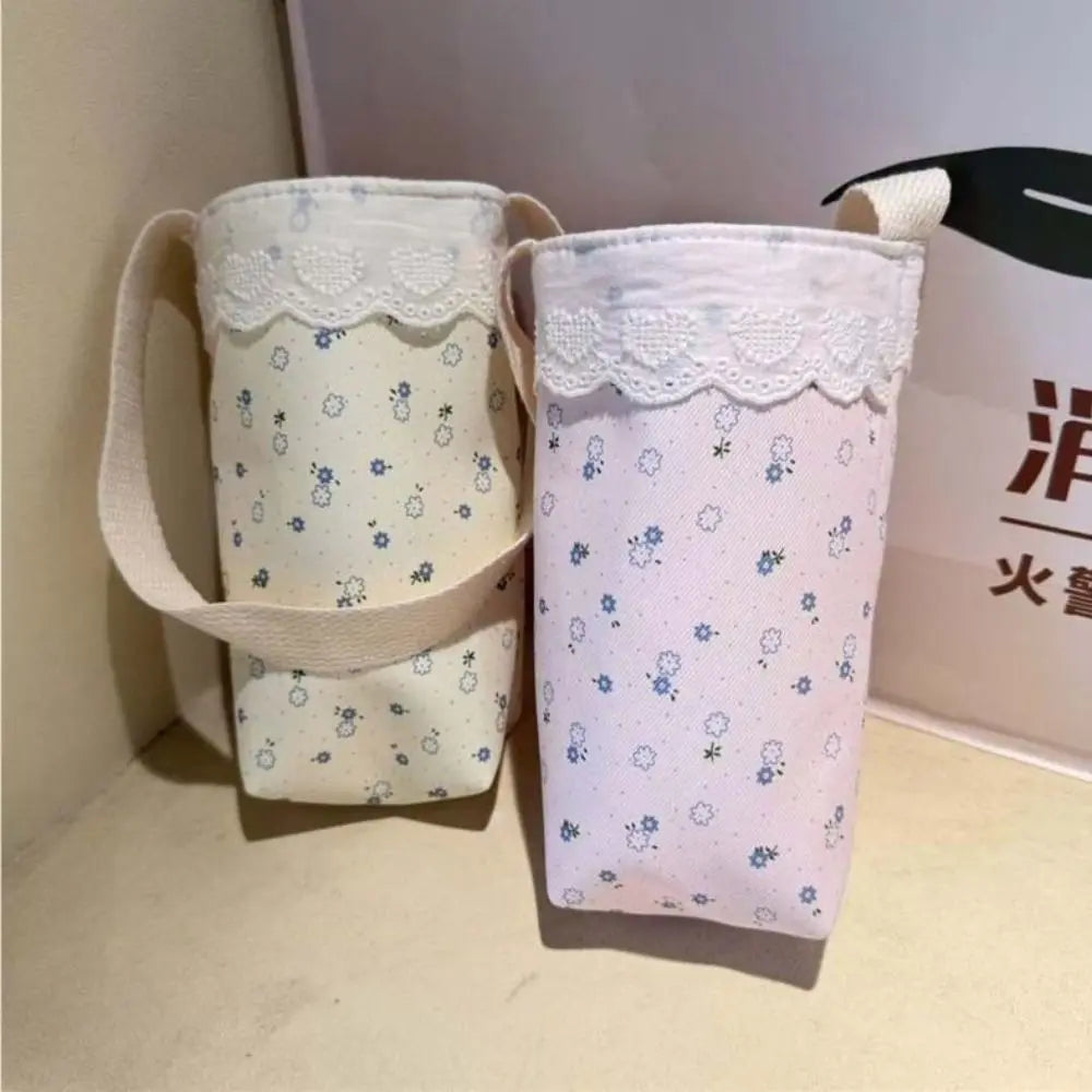 Lace Floral Water Bottle Cloth Bag – Portable Sleeve Carrier Bottle Sleeve Bag Richie's