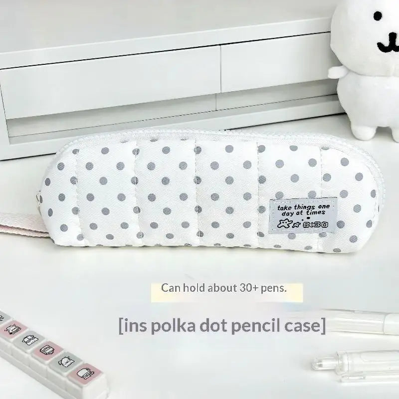 Aesthetic Polka Dot Pencil Case – Korean Style Stationery Pouch Pencil Case Pouch Richie's A5
