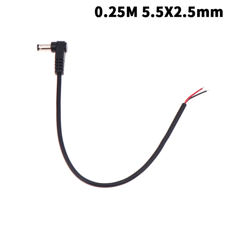Right Angle DC Power Cable 5.5x2.1/2.5mm Male Plug Extension DC Power Cable Richie's A2