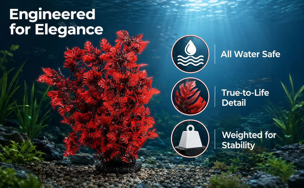 40cm Red Leaf Artificial Aquarium Plant | Realistic Fish Tank Decor Artificial Aquarium Plant Richie's