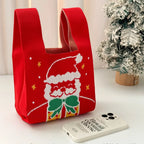 Christmas Knitted Spandex Tote Bag – Santa & Tree Gift Bag Holiday Gift Tote Bag Richie's C 1pc 20X35 CM