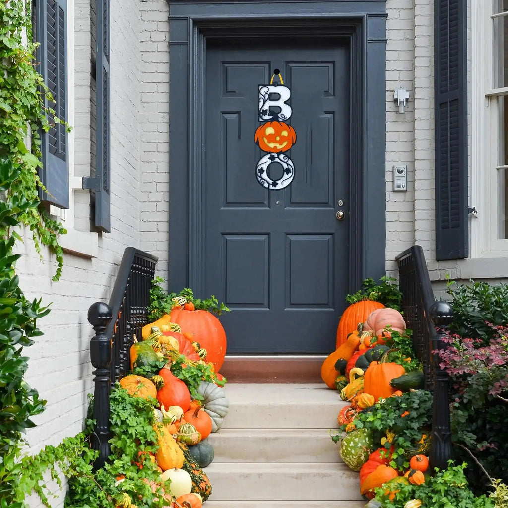Halloween BOO Welcome Sign – Jack-O'-Lantern Door Decor Halloween Wall Sign Richie's