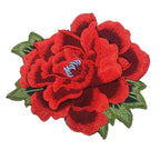 3D Peony Embroidery Patch Ethnic Floral Sew-On Appliqué Embroidery Patch Richie's Red