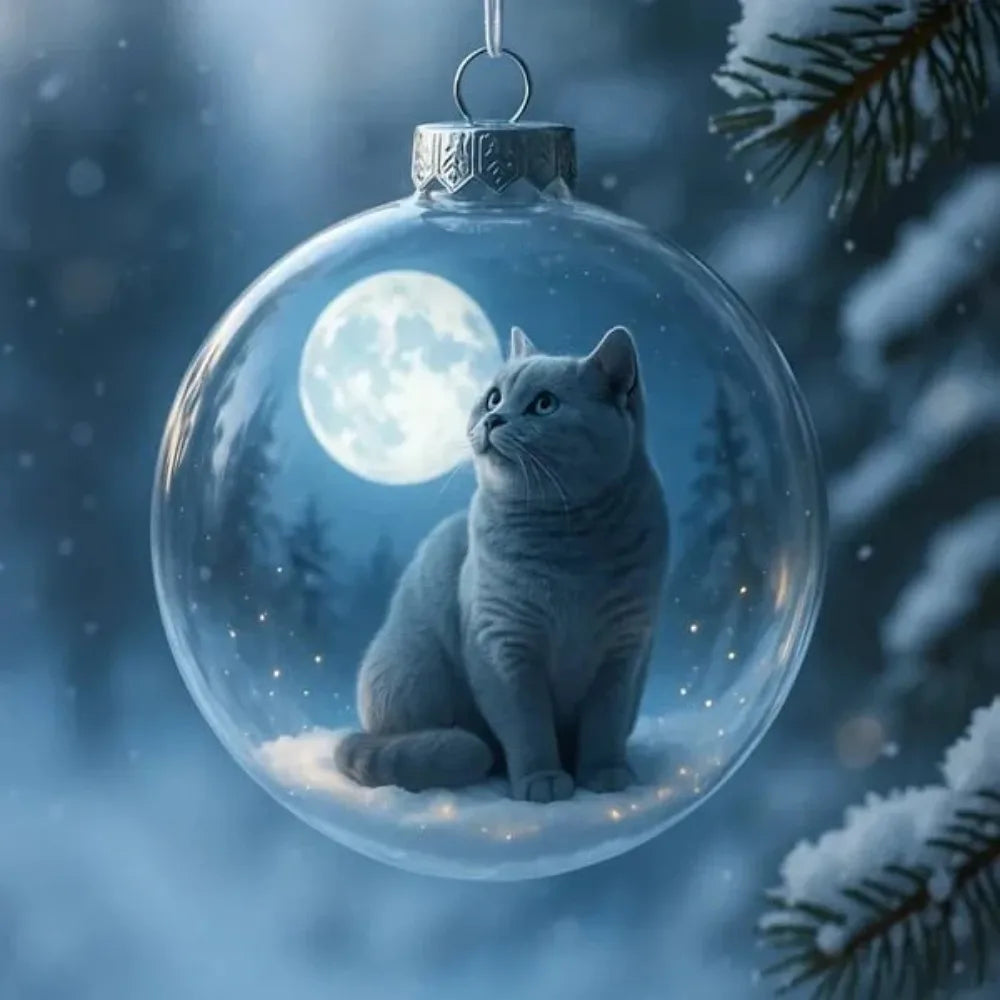 Cat Christmas Ball Ornament Acrylic Bauble DIY Pendant Christmas Ornament Richie's Style 5