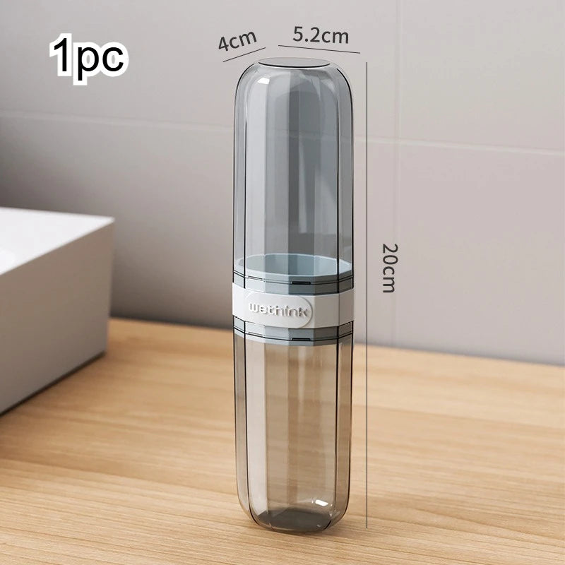 Portable Toothbrush Travel Kit – Mouthwash Cup & Storage Case Oral Care Travel Kit Richie's Transparent Grey