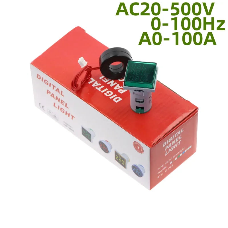 AC 20-500V 0-100A LED Digital Voltmeter Ammeter Hz Meter 10pcs Digital Panel Meter Richie's Green 10pcs-A V Hz
