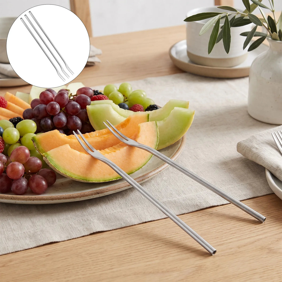 3-Piece Stainless Steel Long Handle Fruit & Dessert Forks Dessert Fork Set Richie's Default Title