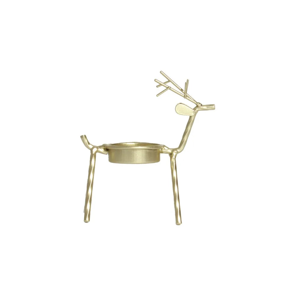 Christmas Reindeer Tealight Holders – Metal Xmas Candle Decor Tealight Candle Holder Richie's Yellow