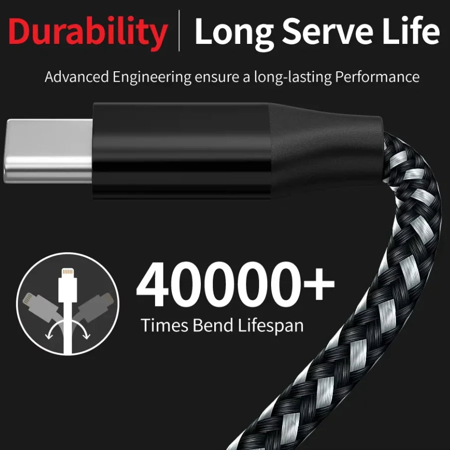 FUCHU QC3.0 USB-C Nylon Braided Fast Charging Cable 1M 2M 3M USB Charging Cable Richie's
