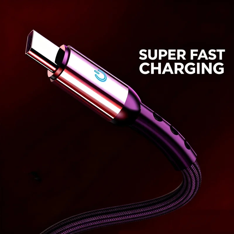 FUCHU Braided USB-C Cable LED Indicator Fast Charging 1.2M USB-C Charging Cable Richie's