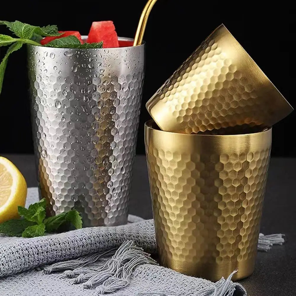 Double-Wall Stainless Steel Beer Mugs – Hammered Texture Beer Mug Richie's