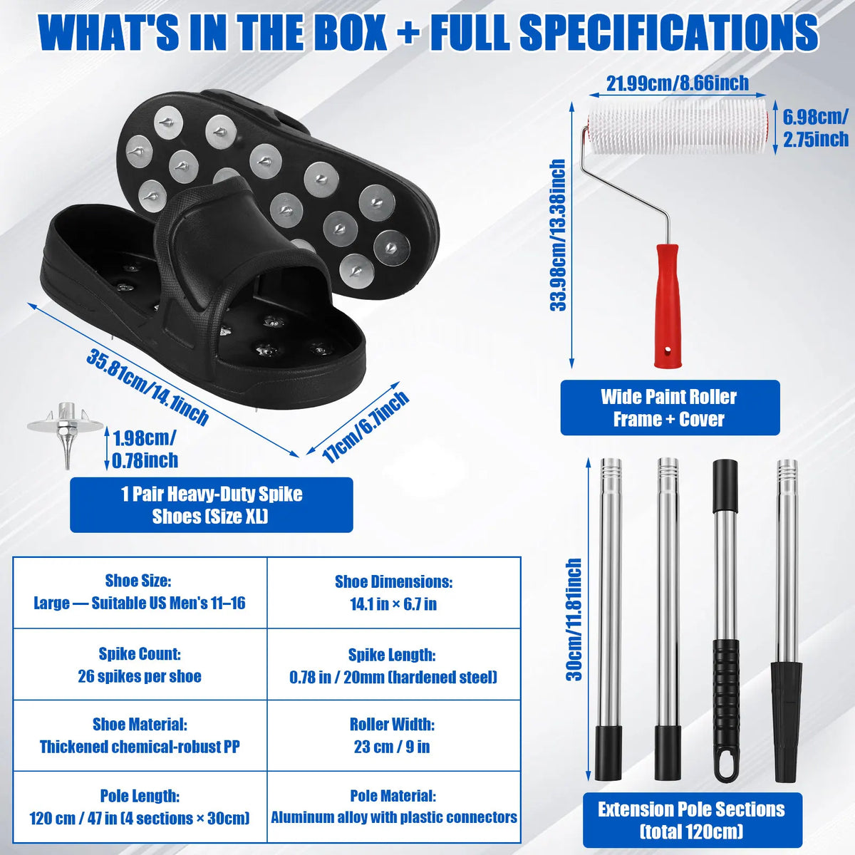 Epoxy Flooring Kit – Spike Shoes, Roller & Extension Pole Flooring Application Kit Richie's XL