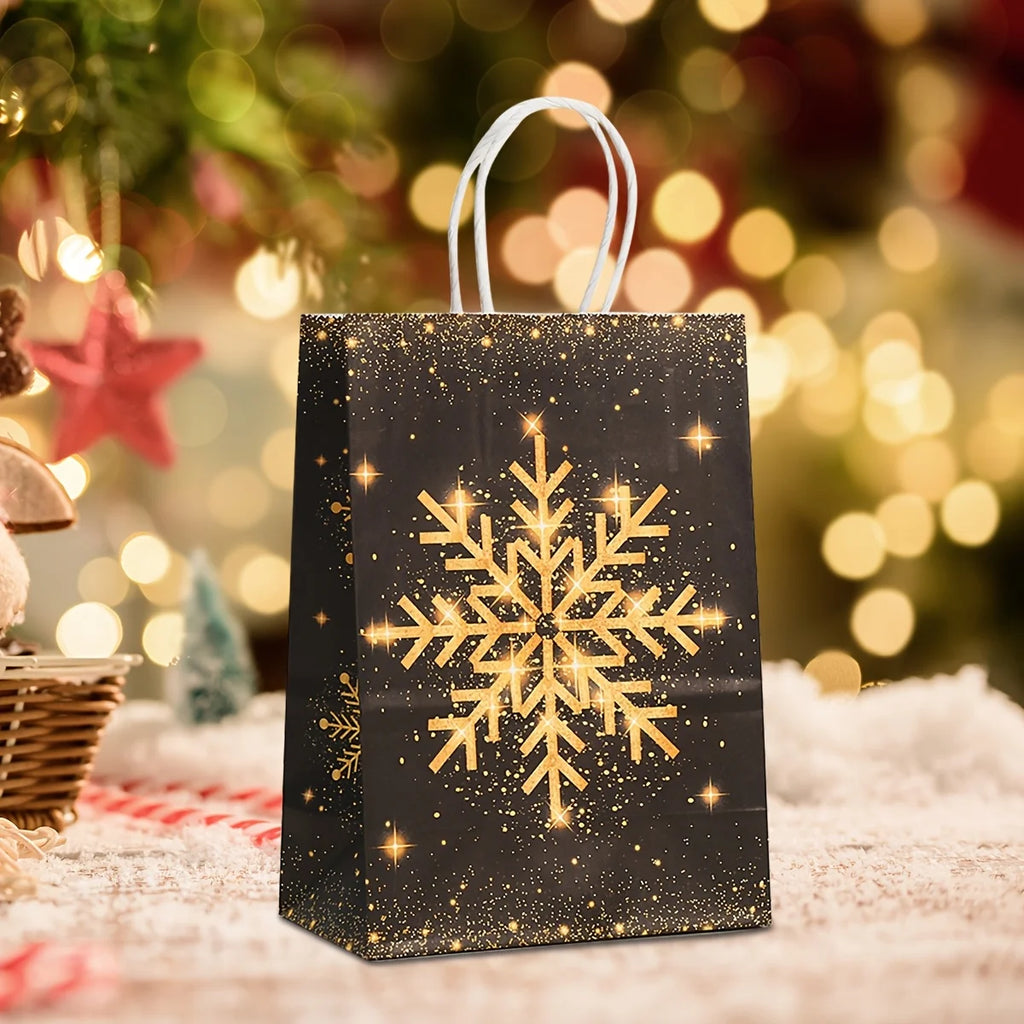Black & Gold Christmas Gift Bags with Handles – 12/24 Pack Christmas Gift Bags Richie's