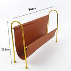Gold Metal Frame Desktop Organizer with PU Leather | Home & Office Desktop Storage Organizer Richie's
