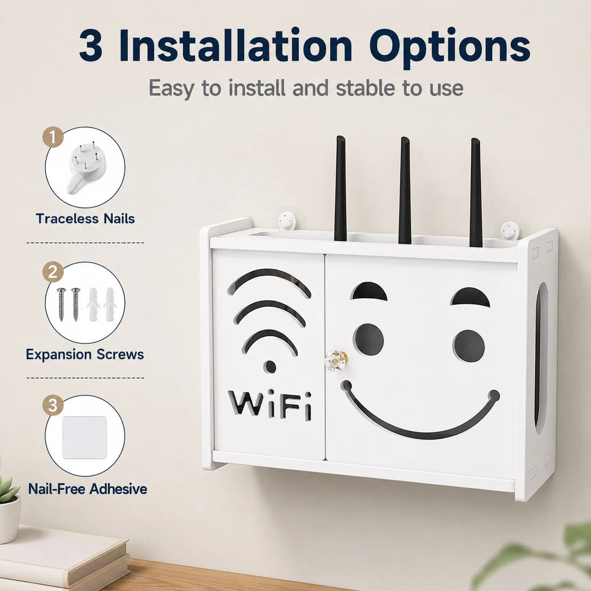 Wall-Mounted WiFi Router Cabinet & Cable Storage Box Router Storage Cabinet Richie's