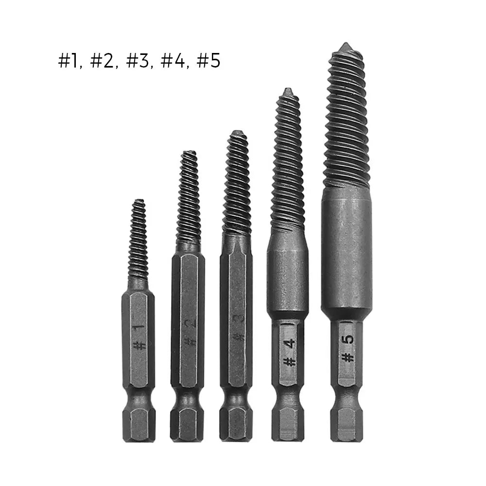 5-Piece Screw Extractor & Broken Bolt Remover Drill Bit Set Screw Extractor Set Richie's Set A