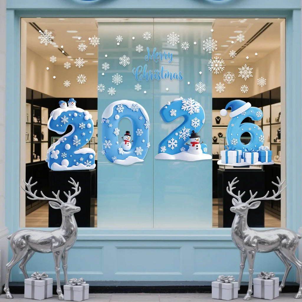 2026 New Year Christmas Snowflake Window Clings – Holiday Decor Holiday Window Clings Richie's