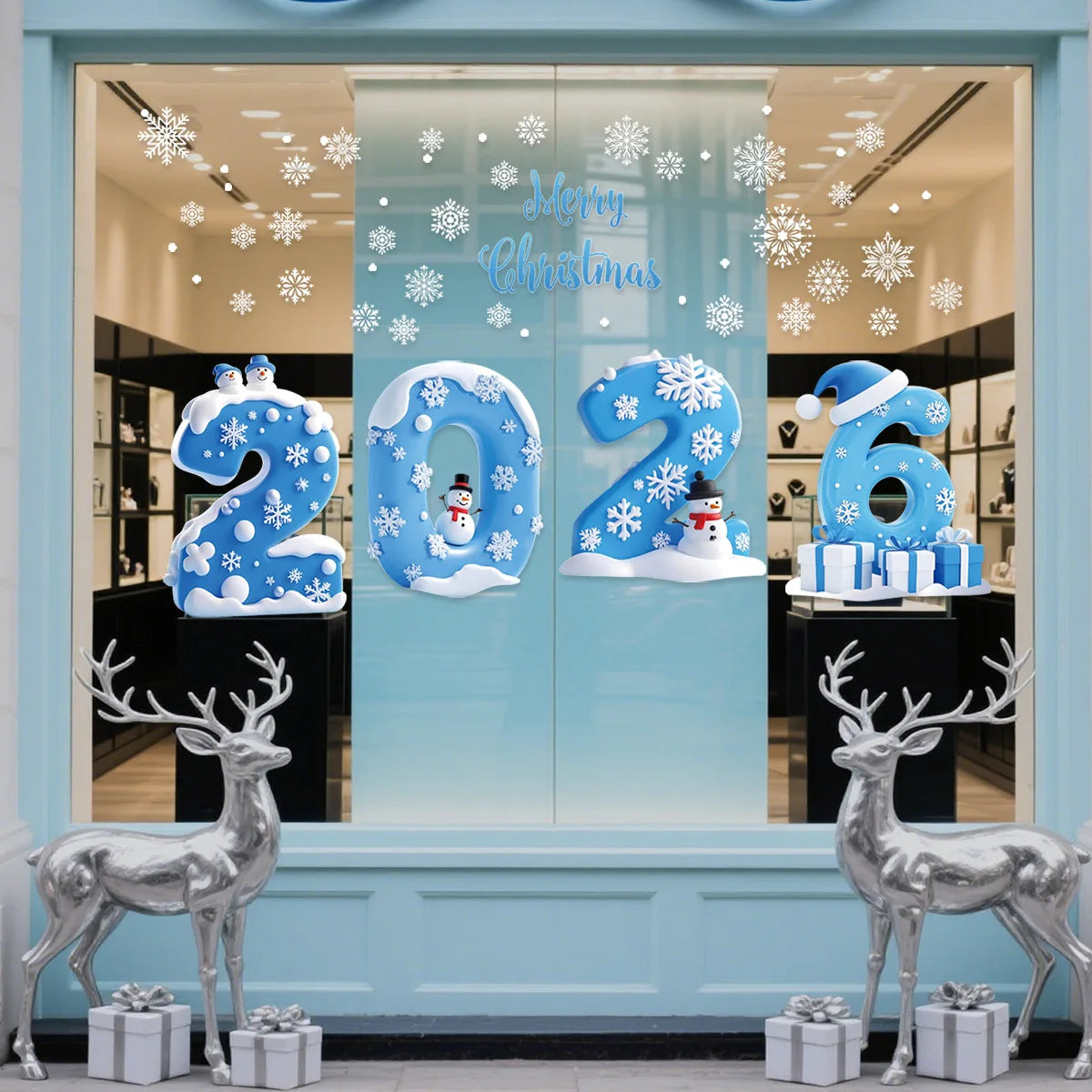 2026 New Year Christmas Snowflake Window Clings – Holiday Decor Holiday Window Clings Richie's