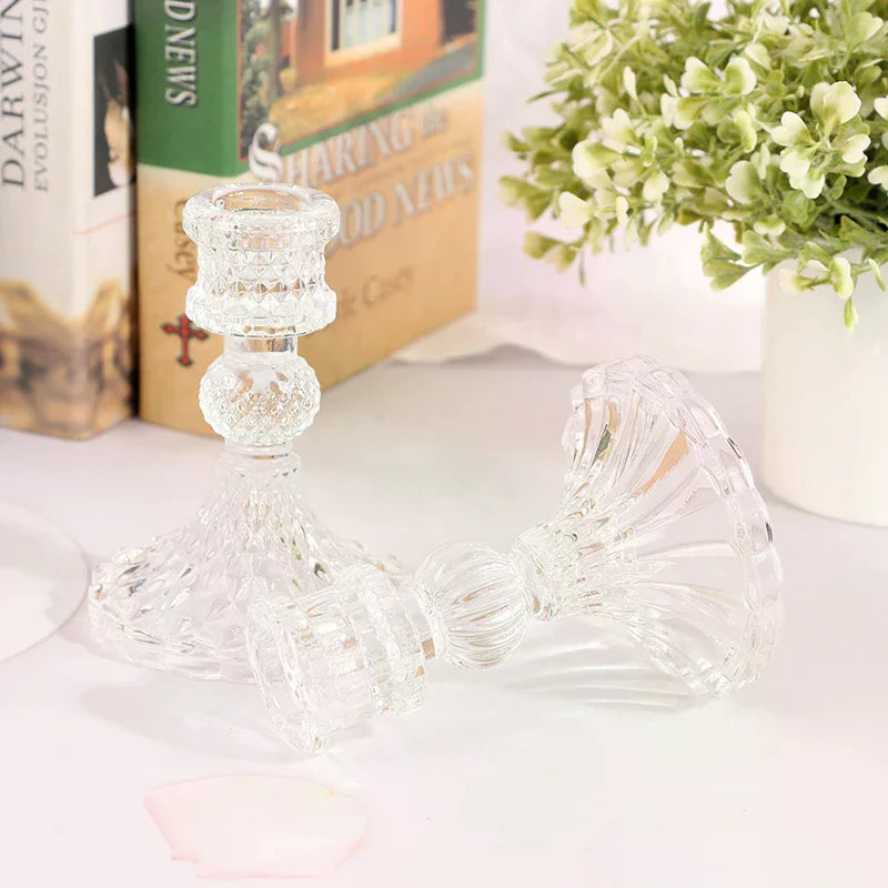 Retro Crystal Glass Candlestick Holder – Wedding & Home Décor Glass Candle Holder Richie's