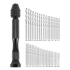 49PCS Precision Pin Vise Hand Drill Set 0.2–3.0mm HSS Twist Bits Pin Vise Drill Set Richie's SET1