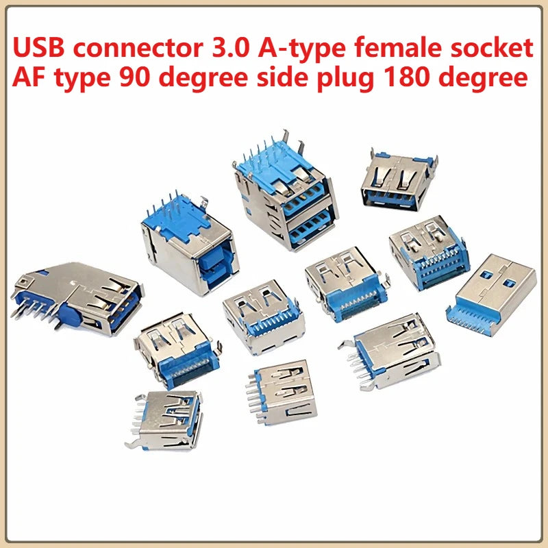 5-Pack USB 3.0 Female Sockets – 90° & 180° Type-A & Type-B USB Connector Socket Richie's