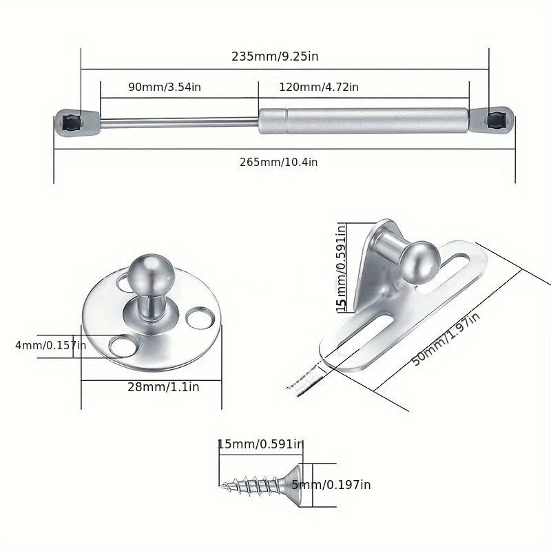 Cabinet Door Gas Struts 60N/100N Hydraulic Lift Support Hinges Cabinet Gas Struts Richie's