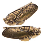 2Pcs Brass Cicada Figurines Vintage Insect Desktop Ornaments Decorative Figurine Richie's